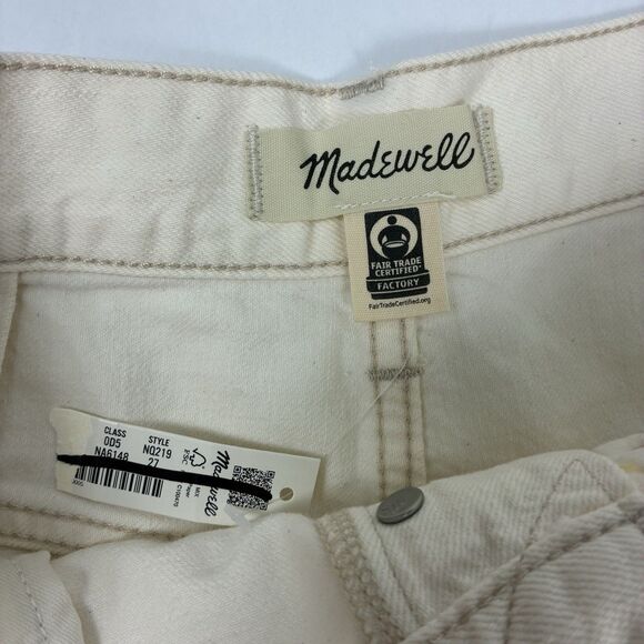 Madewell The '90s Mid-Length Jean Short in Sz 27 Vintage Canvas Ivory NWT - Picture 6 of 7